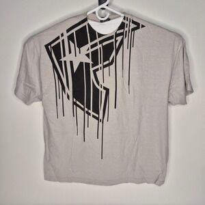 Famous Stars & Straps T-Shirt Mens 2XL Grey Black Drip Graphic Logo Short Sleeve